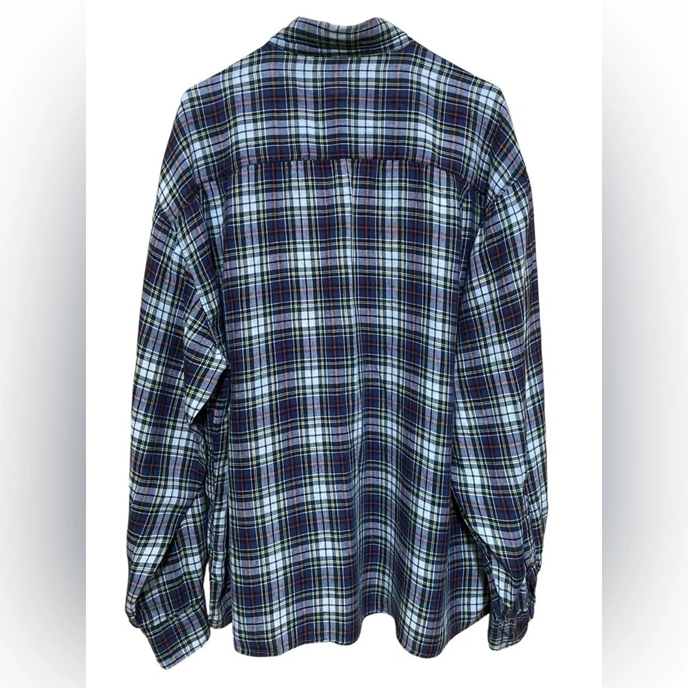 Banana Republic Blue Plaid Irish Linen Long Sleeve Men’s Button Up Shirt Size XL